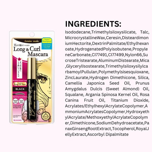 HEROINE MAKE by KISSME Smudge Proof Mascara Black, Volume and Length by Defining Fiber for Long and Curl Eye Makeup for Women, Tubing Mascara Made in Japan, Black, 3 EA