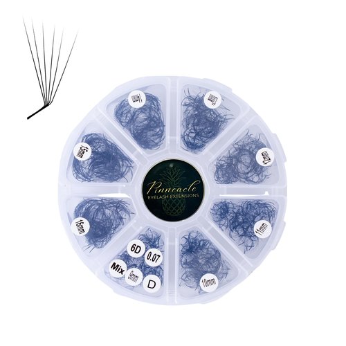 1200 Premade volume fans eyelash extension | 8 sizes-in-1 round mixed box | Includes lengths 9-16mm | C, CC, D, M, L curl| For professional lash artists | 6D Volume (L+ Curl 90°)