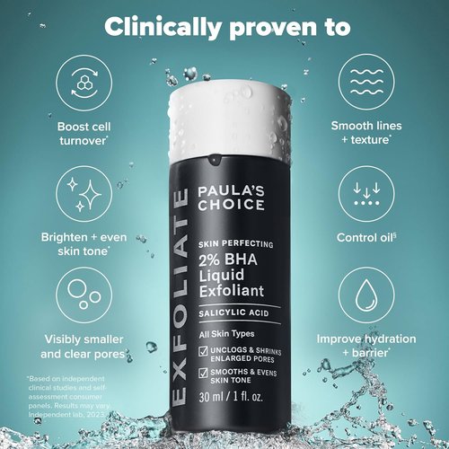 Paula's Choice SKIN PERFECTING 2% BHA Liquid Exfoliant - Salicylic Acid Facial Exfoliator & Pore Toner Set | Travel Size 1oz