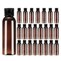 uxcell 2 Oz Plastic Bottles with Flip Caps, 24 Pcs Reusable Travel Size Containers with Lids Plastic Squeeze Refillable Dispensing Bottles for Shampoo, Body Soap, Toner(Brown Black)