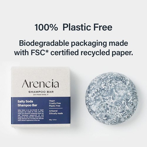 ARENCIA Salty Soda Shampoo Bar - Natural Cleansing & Hydrating Formula | Eco-Friendly & Travel Size
