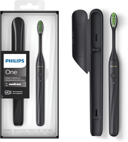 Philips One by Sonicare Rechargeable Toothbrush - Shadow Black | Compact & Powerful Cleaning