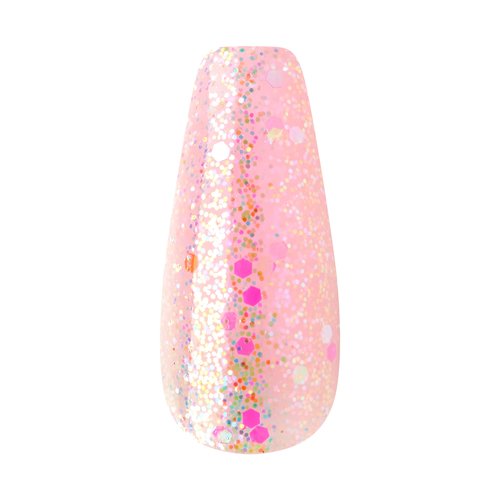 KISS Majestic Press On Nails, Nail glue included, 'Lovely Bubbly', Pink, Long Size, Coffin Shape, Includes 30 Nails, 2g glue, 2 Prep Pads, 2 of 24 Adhesive tabs, 2 manicure sticks, Mini file
