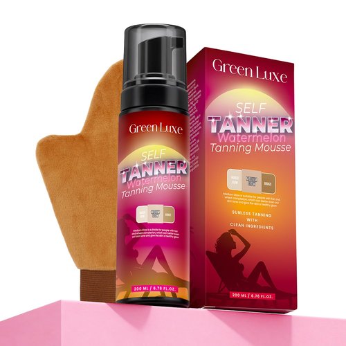 Skiennix Self Tanner Mousse Kit - Hydrating Foam with Hyaluronic Acid for Flawless, Streak-Free Tan | Watermelon Scent, Medium Glow, 6.76 fl. oz