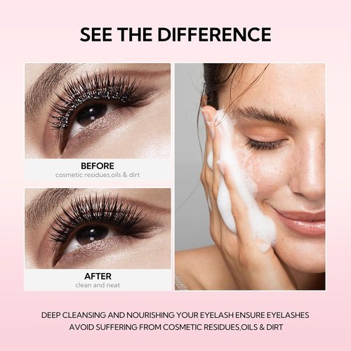 BREYLEE Eyelash Cleanser - Paraben & Sulfate Free Shampoo Foam with Brushes | 60ml (2 fl oz) for Salon & Home Use