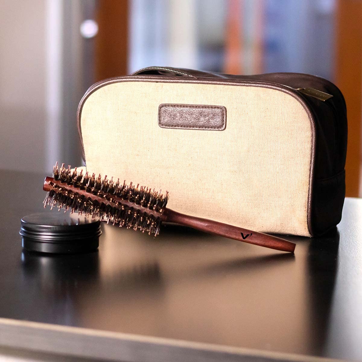 VOLT Hair Brush for Men, Natural Pine Wood, Boar & Nylon Bristles, All Hair Types - Beard Styling and Shaping Tool