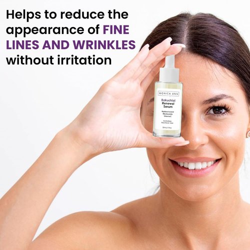 Monica Ann Beauty Bakuchiol Serum – Retinol Alternative with Hyaluronic Acid, Niacinamide & Vitamin C – Anti-Aging, Brightening, Hydrating Face Serum for Fine Lines & Wrinkles (1.7 fl oz)