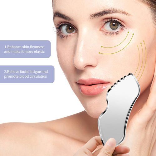 heqxwl 2 Pcs Stainless Steel Scraping Facial Tool for Jawline Sculpting and Decongestive Lymphatic Drainage, Face Massager Tool