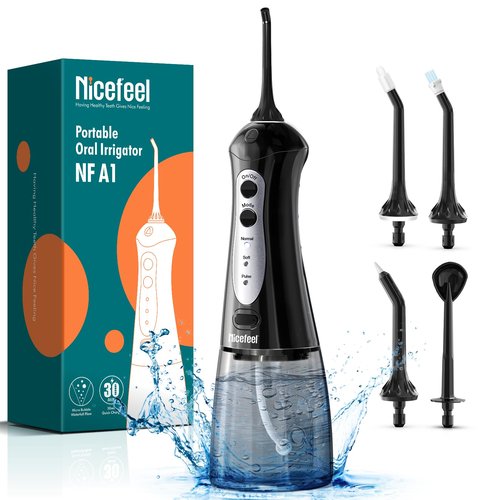 Cordless Water Flosser for Teeth & Gums – Nicefeel 300ml Portable Oral Irrigator, 3 Modes, Fast Charge, IPX7 Waterproof – Home & Travel Dental Care, Tonsil Stones Cleaner