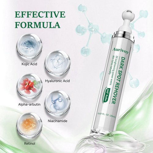 Dark Spot Remover for Face and Body - Dark Spot Corrector for Sun Spots Age Spots Freckles Melasma Brown Spot - Dark Spot Correcting Glow Serum with 360-Degree Roller 0.67 Fl Oz