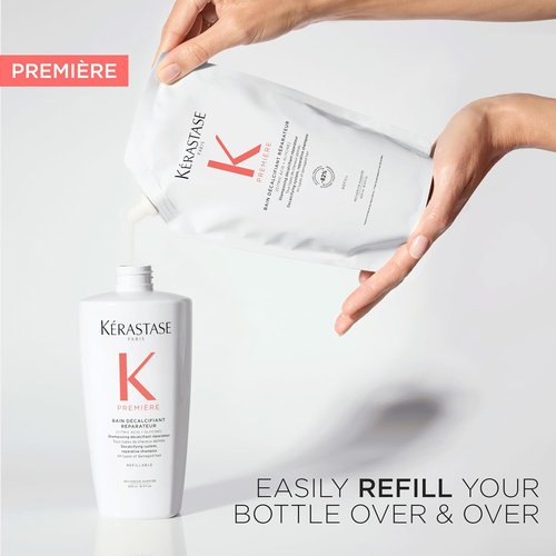 Kerastase Première Bain Décalcifiant Shampoo & Refill Pouch - Gently Cleanses & Repairs Damaged Hair, 16.9 Fl Oz