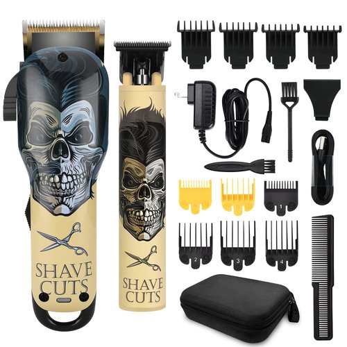 BESTBOMG® Hair Clippers & Trimmer Ceramic T-Blade Cordless Haircut Sets Rechargeable with 10 Guide Combs & for Men/Father/Husband/Boyfriend