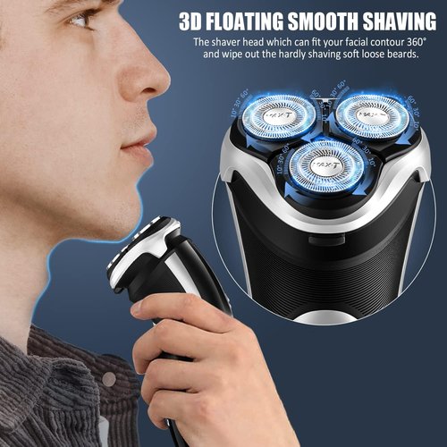 MAX-T Men's Electric Shaver - Corded & Cordless 3D Rotary Razor with Pop-Up Trimmer | IPX7 Waterproof