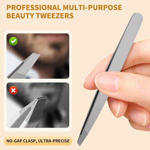 OFIDUS Tweezers for Women Facial Hair, 4 in 1 Eyebrow Kit with Tweezers, Eyebrow Trimmer Scissors, Razor, Style Leather Travel Case, Hair Plucking Daily Beauty Tools