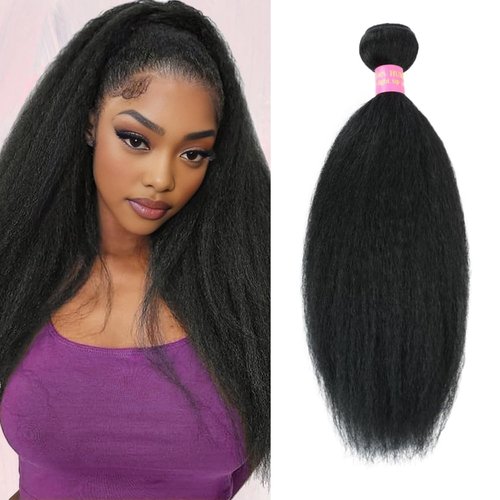 Fopeela Kinky Straight Bundles 14 Inch 100% Unprocessed Brazilian Virgin Remy Hair Kinky Straight Human Hair Bundles 1 Bundles Sew in Yaki Straight Bundles For Black Women