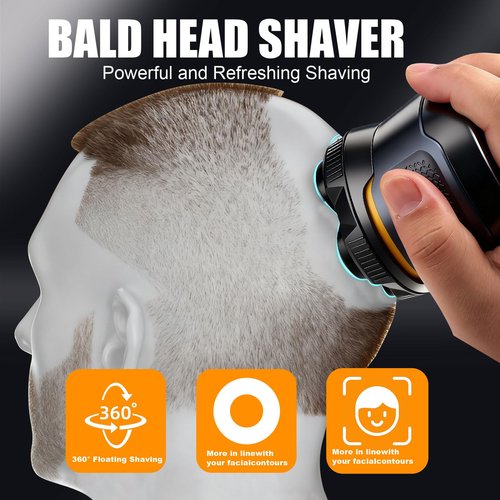 Magnetic 6 Head Shaver Replacement Heads for 6D Magnetic Electric Shaver Razor Universal Shaver Replacement Head for Bald Men and Face (Black(3PACK))