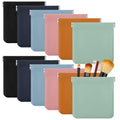 12 Pcs Lambskin Pocket Cosmetic Bag Waterproof No Zipper Self Closing Makeup Bag PU Leather Cosmetic Pouch Cute Purse Makeup Bag Travel Storage for Women Cosmetics Jewelry Toiletry (Retro Color)
