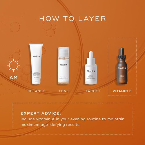 Medik8 Super C Ferulic Serum - 30% Ethylated L-Ascorbic Acid with Vitamin E - 1.0 oz Gluten-Free Face Serum