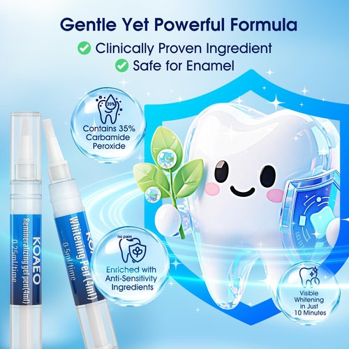 Teeth Whitening Kit – 3 Teeth Whitening Pens + 2 Desensitizing Pens – LED Light – 35% Carbamide Peroxide – Safe & Dentist-Recommended – Fast 7-Day Visible Whitening + Remineralizing Care（Yuzu Citrus）