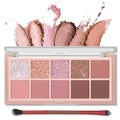 Erinde 10-Color Eyeshadow Palette - Ultra-Blendable Matte & Shimmer Shades, Rose Pink with Brush