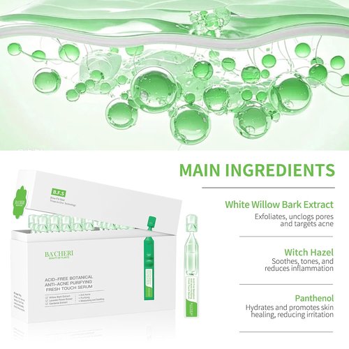Regine Switzerland Gentle Botanical Acne Treatment - Acid-Free Spot Serum with Niacinamide & Witch Hazel for Sensitive, Oily Skin | 1.2 ml × 30 Ampoules