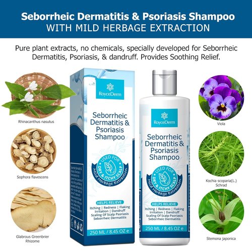 Roycederm Seborrheic Dermatitis Shampoo - Relieves Itching & Flaking for Dry Scalp Care