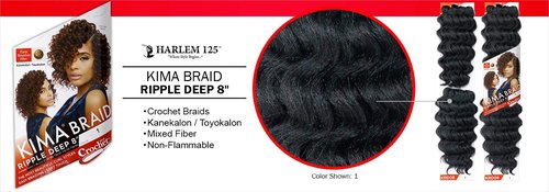MULTI PACK DEALS! Harlem125 Synthetic Hair Braids Kima Braid Ripple Deep 8" (4-PACK, 1B)