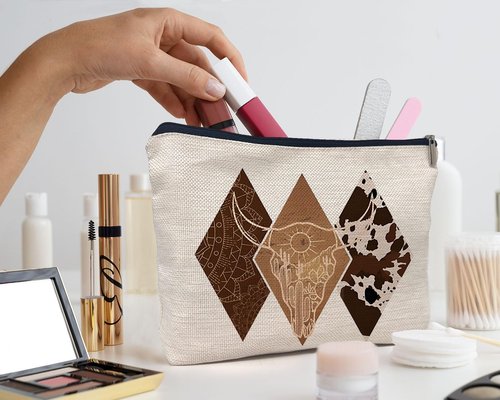 IWXYI Western Cow Makeup Bag With Zipper, Gifts for Women, Leopard Make Up Pouch, Travel Toiletry