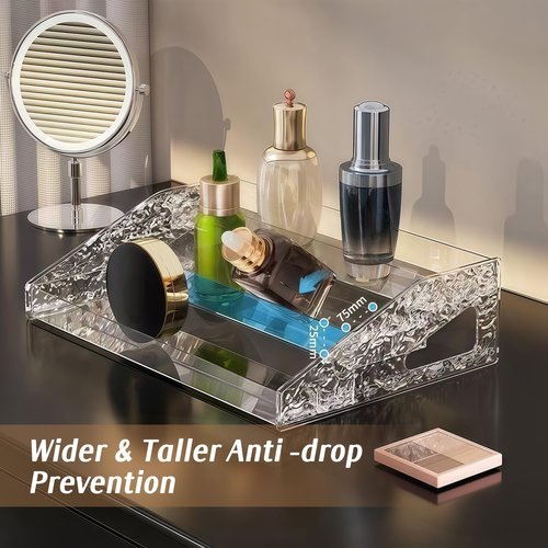 guuooge 2 Pack Perfume Organizer- 3 Tier Cologne Stand Clear Plastic Cologne Organizer for Men/Women Fragrance, Lotion, Skincare Display Holder Shelf(Clear)