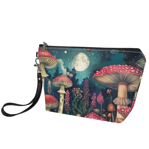 Cozeyat Moon Mushroom Cosmetic Bags for Women Makeup Bag Large Capacity Purse Travel Toiletry Zipper Storage Pouch Make up Brushes Organizer for Gifts