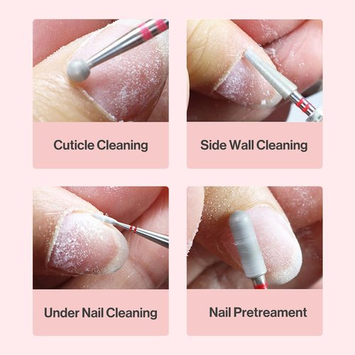 MelodySusie 6.7mm Inverted Tapered Cuticle Clean Nail Drill Bit 3/32'', Professional Safety Carbide Diamond Under Nail Cleaner for Cuticle Dead Skin Nail Prepare, Beginners Bits, Series Bit-S, Fine