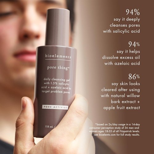 Bioelements Pore Thing Cleansing Gel - 4 fl oz | Daily Formula with 1.5% Salicylic & Azelaic Acid - Vegan & Cruelty-Free