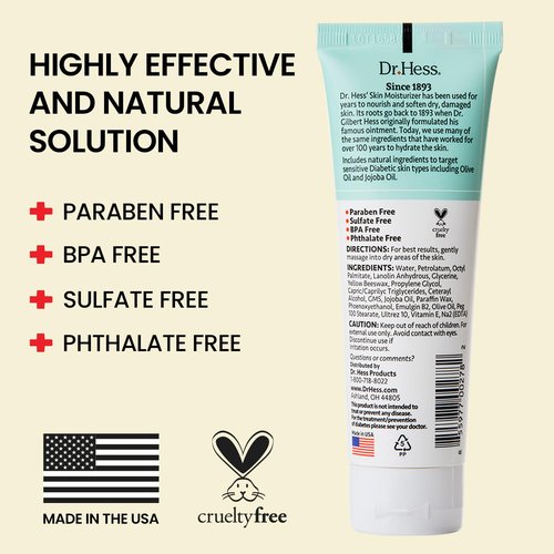 Dr. Hess Skin Moisturizer For Diabetic Prone Skin, Diabetic Skin Relief Moisturizing Body Lotion with Lanolin, Beeswax, Jojoba Oil & Olive Oil, Skin Moisturizer for Dry, 4oz - 3 Pack