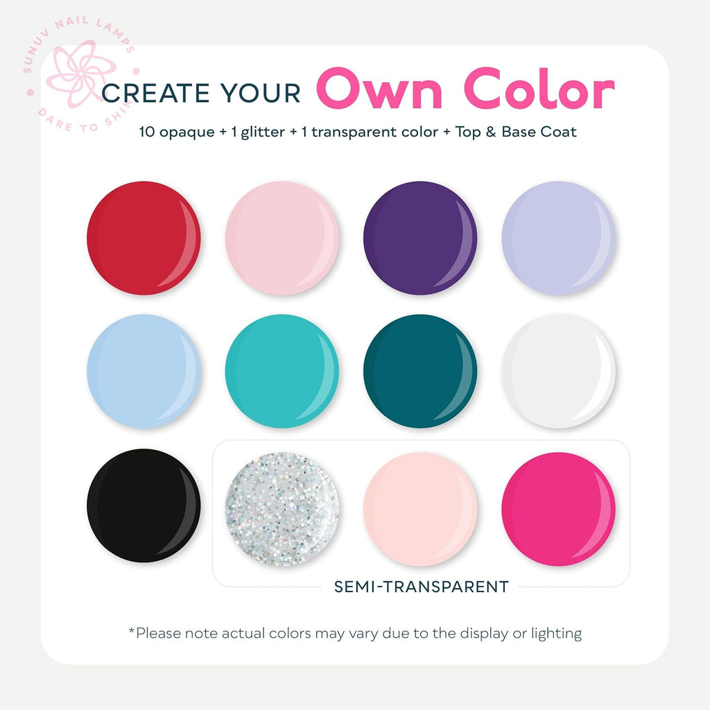 SUNUV Gel Nail Polish Kit - 23 Pcs with UV Light | 12 Vibrant Colors, Base & Top Coat, Perfect Home Salon Gift for Women & Teens