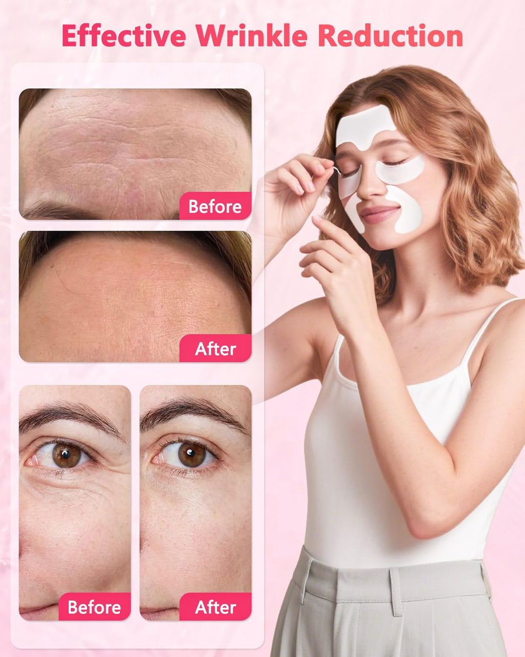 Vryioh Forehead, Smile Line & Under Eye Wrinkle Patches, 3 IN 1 Overnight Facial Wrinkle Treatment with Hyaluronic Acid, Collagen to Lift Lines for Women, 60 Patches