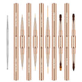 Nail Art Brushes for Nail Art, Professional 5Pcs Double-Ended Acrylic Nail Brush Set for Details, Long Lines, Ombre & 3D Design-Perfect for DIY Manicures & Salons (Gold)