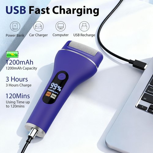 AdamPark Electric Callus Remover for Feet, Rechargeable Portable Electronic Foot Callus Remover 2-in-1 Wet/Dry Foot Scrubber Electric Toot File for Hard Cracked Dry Dead Skin（Blue）
