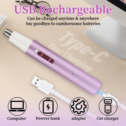 Mendaping 2025 Rechargeable Nose & Ear Hair Trimmer, Dual-Edge Blade Electric Clipper for Women Men, Facial & Eyebrow Hair Removal Tool, Powerful Motor, Painless, Easy to Clean (Multicolor)