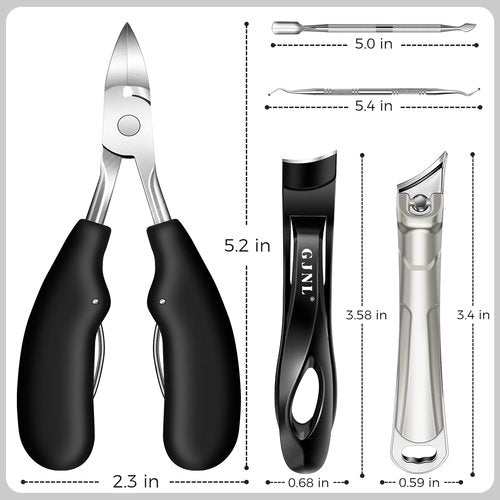 Toenail Clippers for Thick Toenails, Heavy Duty Toenail Clippers for Ingrown Nails, Angled Head Toe & Slanted Nail Clipper with Long Handle 5PCS