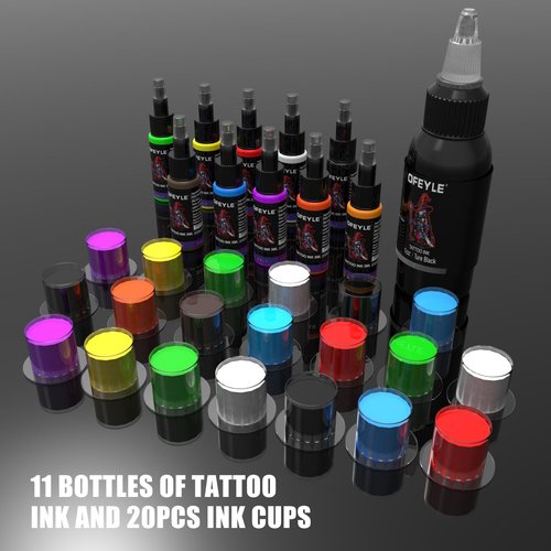 OFEYLE Tattoo Kit, Wireless Tattoo Gun Kit with LED Display 1600mAh Battery Rotary Tattoo Machine Kit for Beginners Complete Set with 10PCS Cartridge Needles, Ink Set, Transfer Gel and Transfer Papers