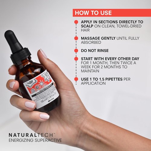 Davines Energizing Superactive Thickening Serum - Stimulates & Fortifies Thinning Hair - Travel Size, 3.38 Fl Oz
