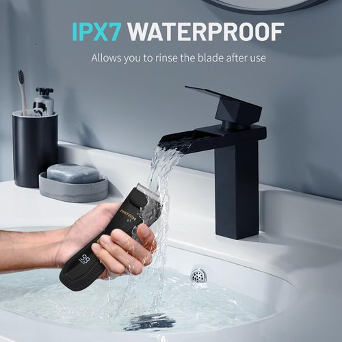 PRITECH Manscape Body Hair Trimmer for Men - Waterproof Pubic Hair Ball Trimmer, Ceramic Blade Electric Body Shavers for Men with USB-C Charging, Wet & Dry Use & Nick-Free Razor, Sensitive Skin Safe