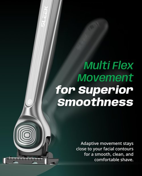 DORCO SLEEK Six Blade Razor System with Multi-Flex Technology Refill Set, Precision Shaving Razor Replacement Cartridge (4 Pack)