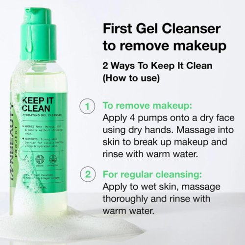 Innbeauty Project Keep It Clean Hydrating Gel Cleanser with Ceramides & 10 Amino Acids, 6.7 OZ (200ml)