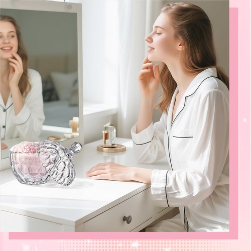 kanpura 2 Pcs Extra Large Body Powder Puff and Container Clear 6 Inch Body Powder Puff and Crystal Container for Baby Women Reusable, Washable, Wet and Dry Makeup