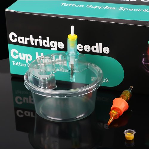 40PCS Disposable Tattoo Cartridge Cup Holder Plastic Tattoo Cartridge Tray For Tattoo Inks Needle Holder Placement Rack Disposable Plastic Cup Working Cup Cleaning Cup