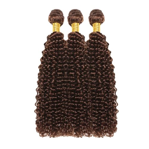 Chocolate Brown Bundles Human Hair Unprocessed Brazilian Virgin Human Hair Bundles 16 18 20 Inches #4 Brown Curly Wave Bundles Double Weft Weave Hair Extension for Women 50g/PC 150g Total