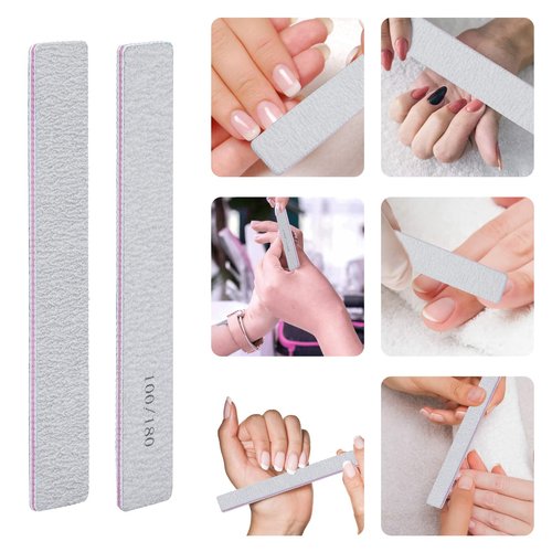 50 Pcs Nail Files for Acrylic Nails 100/180 Grit Double Sides Emery Boards Fingernail Files, Professional Nail Buffering Files