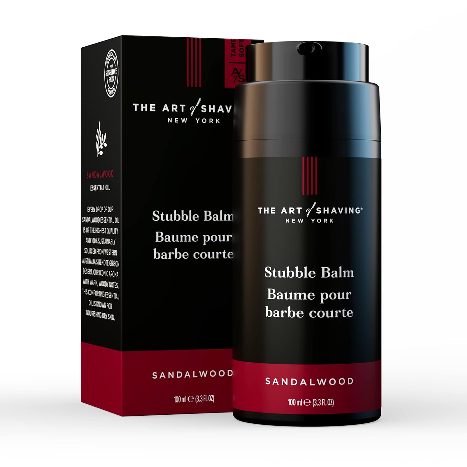 The Art of Shaving Beard Balm - Hydrating Conditioner for Stubble, Sandalwood Scent, 3.3 Oz