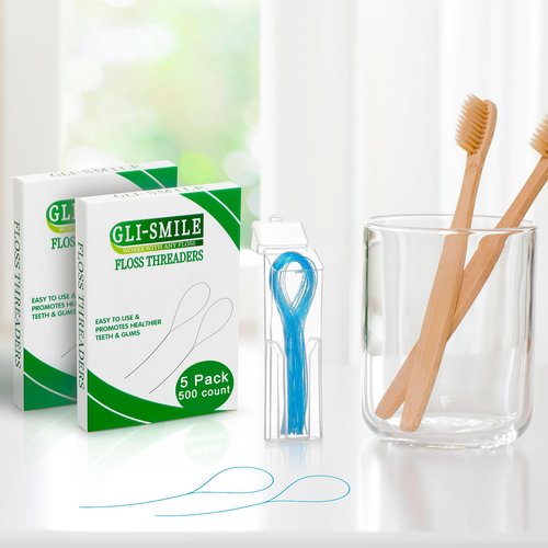 Floss Threaders, Orthodontic Threader, Ultraclean Access Tool for Maintaining Oral Health with Braces, Bridges, and Implants 500 Count (5Pack)